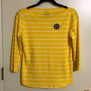Talbots “The Talbots Tee” 3/4 Sleeve Yellow Striped Nautical Top Size MP